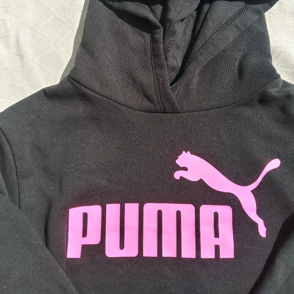 Puma Pink & Black Girls Hoodie M 10/12
